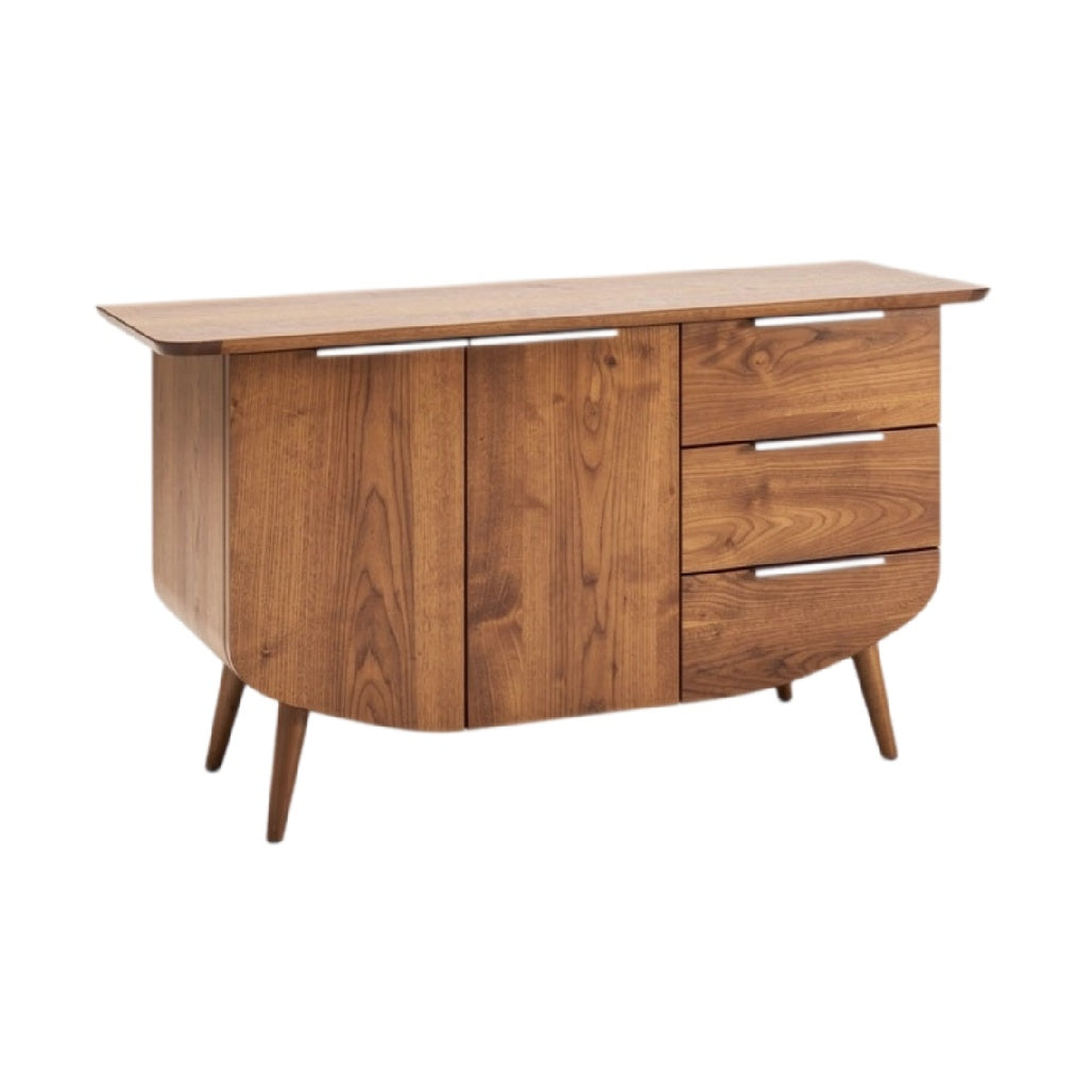 **Titel: Tijdloze Houten Dressoir met Laden en Deuren**