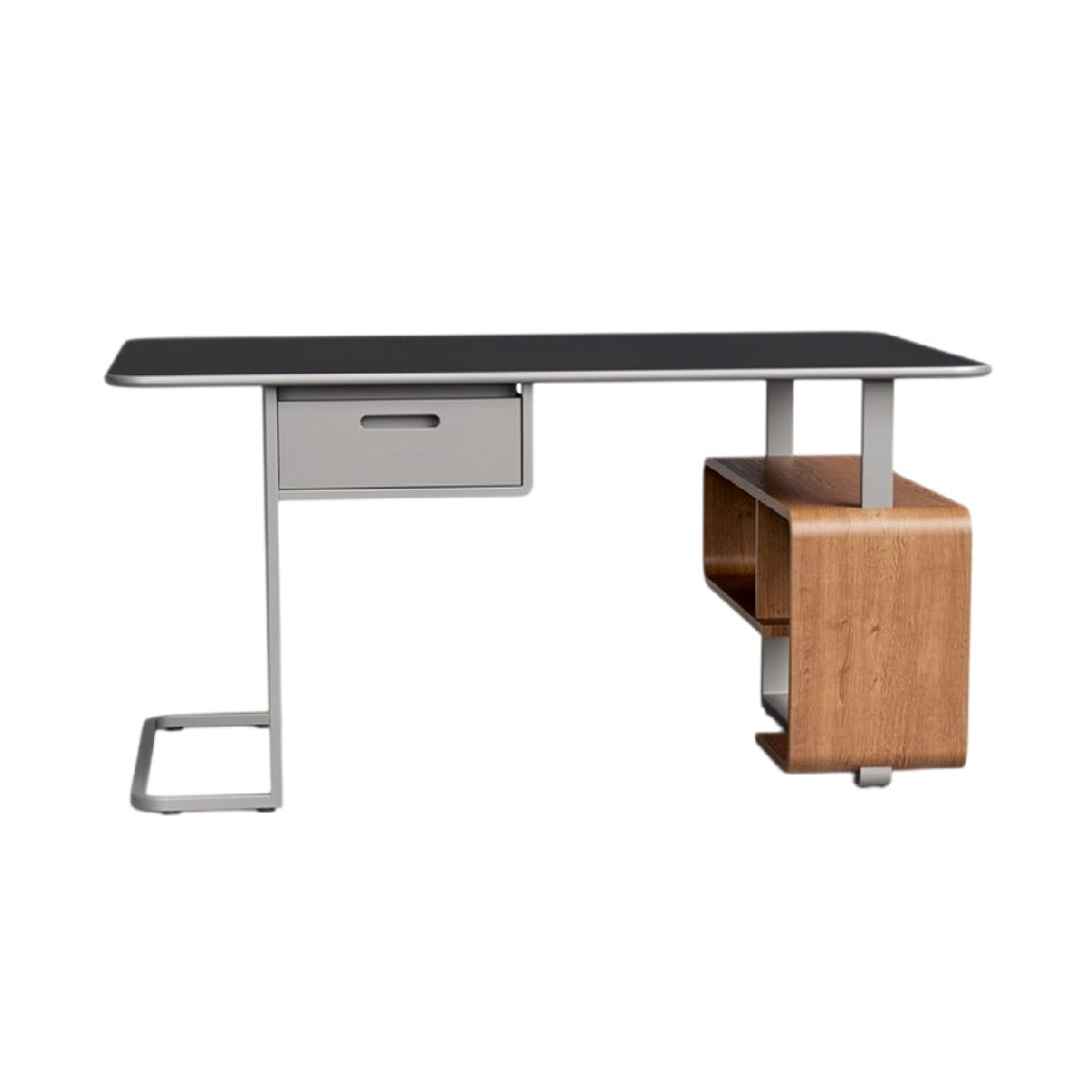 **Technische titel in het Nederlands: Modern bureau met houten en metalen accenten**